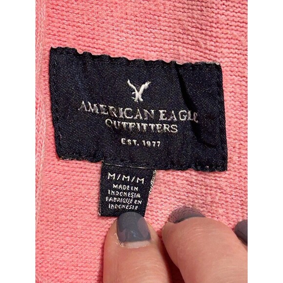AMERICAN EAGLE Pink Hoodie Sweatshirt Medium - Picture 5 of 8